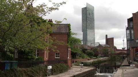 Manchester Canal &amp; Tower Video stock 79652806