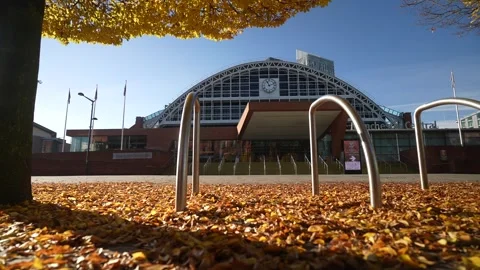Manchester Central Convention Complex and autumn colours, Manchester, England Stock Footage 292694678