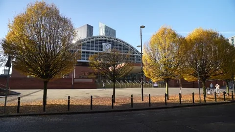 Manchester Central Convention Complex and autumn colours, Manchester, England Stock Footage 292694805