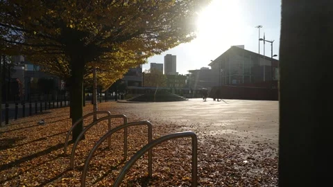 Manchester Central Convention Complex and autumn colours, Manchester, England Stock Footage 292702507