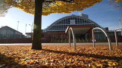 Manchester Central Convention Complex and autumn colours, Manchester, England Stock Footage 292702533