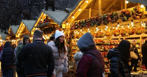 Manchester Christmas Markets Stock Footage