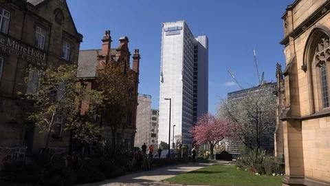 Manchester city centre architecture modern and old UK England 4K Video stock 106980054
