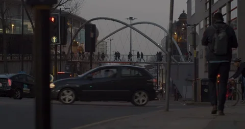 Manchester city centre . Spring in the evening Stock Footage 103706398
