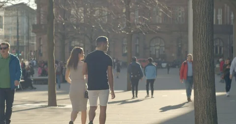 Manchester city centre . Spring Stock Footage 103706179