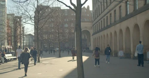 Manchester city centre . Spring winter Stock Footage 103705148