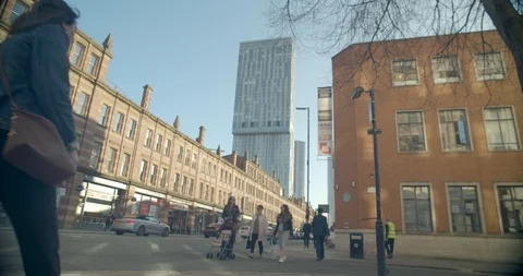Manchester city centre . Spring winter Stock Footage 103705819