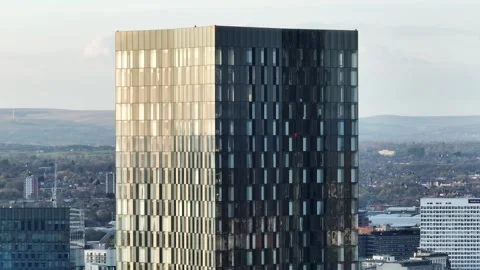 Manchester Deansgate Sunset Drone Video Video stock 240861884