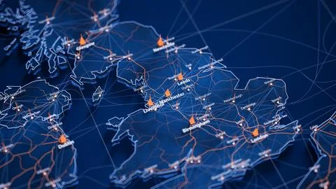 Manchester map big data visualization. Futuristic map infographic of city in Stock Illustration
