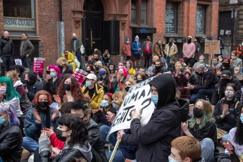 Manchester protesters Foto stock