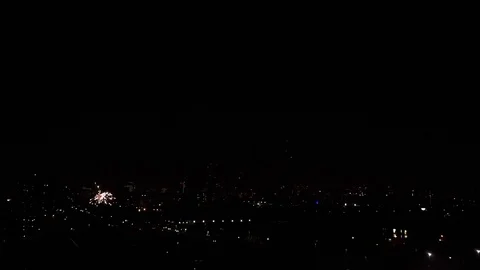 Manchester Skyline - Fireworks 2018 - Clip 1 Slow Motion Stock Footage
