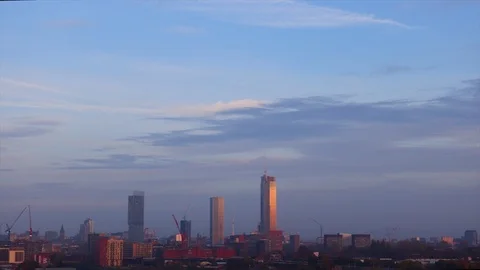 Manchester Skyline Timelapse - Day to Evening - Clip 1 Stock Footage