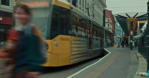 Manchester Tram Time-lapse Stock Footage 200857588