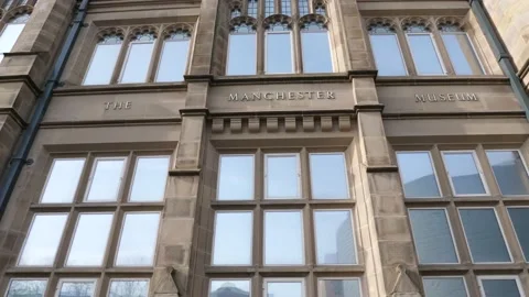 Manchester, UK - 03 03 2020: Outside of the Manchester Museum Stock Footage