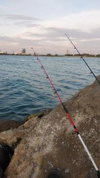 Mancing diTepi pantai 库存照片