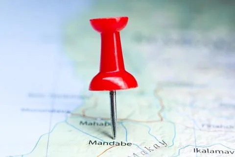 Mandabe, Madagascar pin on map Stock Photos