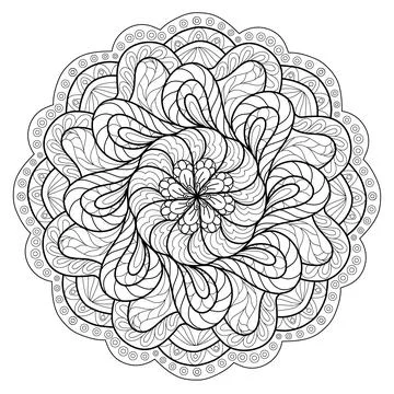 Mandala. Abstract Round Vector Anti-Stress Therapy Pattern. Black, white. Illustrazione stock