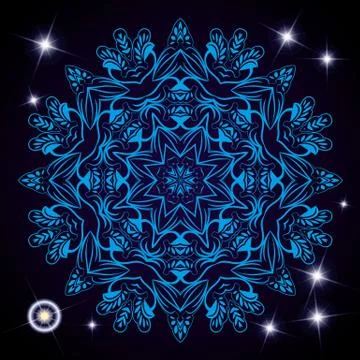 Mandala abstract vector circle floral ornamental border. Lace design Stock Illustration