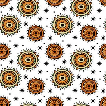 Mandala abstract vector ethnic art. Decorative ornamental seamless pattern Stock Illustration