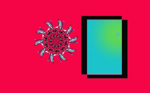 Mandala and geometric block design on red background Stock Illustration