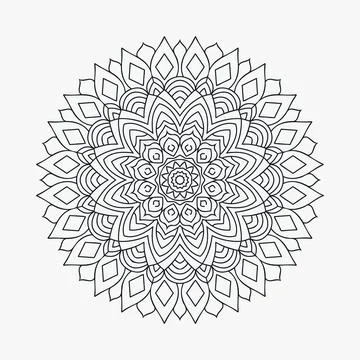 Mandala Arabic pattern line art for kids coloring pages. Doodle mandala patte Stock Illustration
