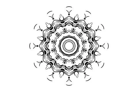 Mandala Art with Central Circle and Radiating Arms Illustrazione stock