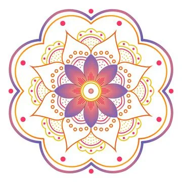 Mandala art design also called rangoli, decorative elements on white backgrou Stock Illustration