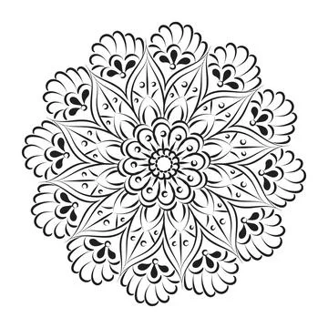 Mandala Art design in circle Stock Illustration
