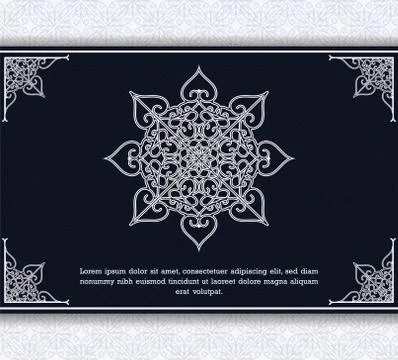 Mandala background concept with blue and white color Stock Illustration