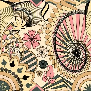 Mandala based seamless art work design Illustrazione stock