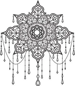 Mandala with beads and crystals Illustrazione stock