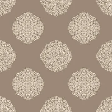 Mandala beige pattern. Asian seamless pattern. Vector illustration. Illustrazione stock