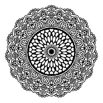 Mandala, black and white. Stock Illustration