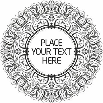 Mandala black and white with place for text Stock Illustration