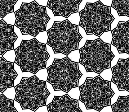 Mandala (Black, White) 스톡 일러스트