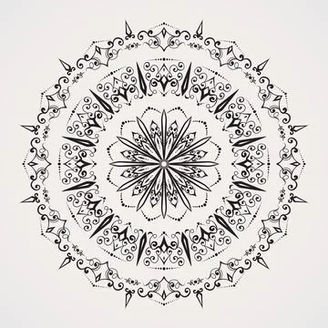 Mandala with a blend of snow and magic circle with additional ornaments Stock Illustration