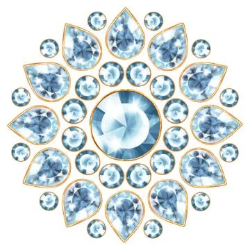 Mandala with blue gems Stock Illustration
