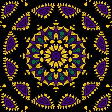 Mandala boho hand drawn seamless pattern vector illustration Stock Illustration