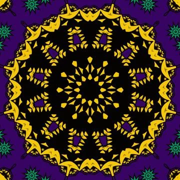 Mandala boho hand drawn seamless pattern vector illustration Illustrazione stock