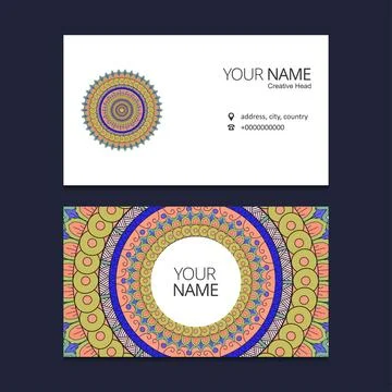 Mandala business card design vector Stock Illustration