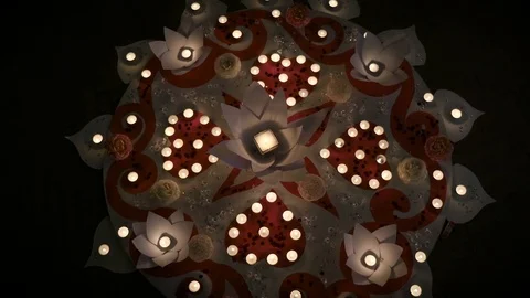 Mandala with candles Stock Footage 73240743