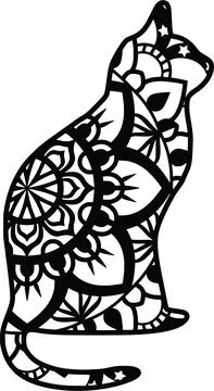 Mandala Cat Stock Illustration