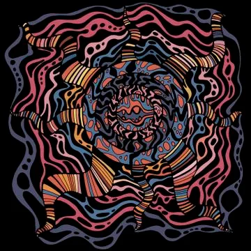 Mandala with circle pattern background. Doodle style. Psychedelic surreal gra Stock Illustration