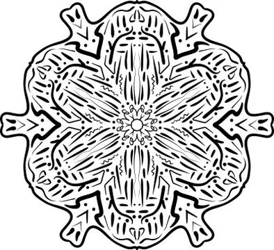 Mandala Circle Pattern Isolated on White. Abstract pattern . Retro black and  Illustrazione stock