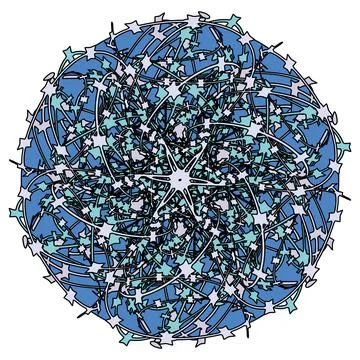 Mandala circle psychedelic stylized radial symmetry fractal decoration patt.. Illustrazione stock