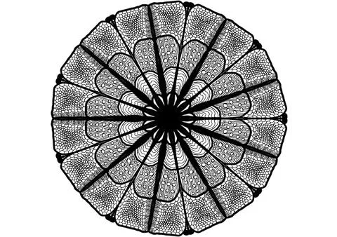 Mandala circle,basic line art zentangle,doodle design. Stock Illustration