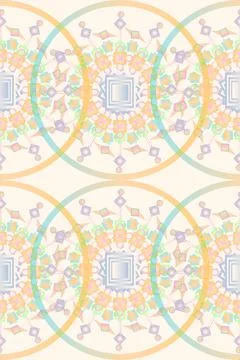Mandala Circles Softly Painted In Gradient Colors, Seamless Repeat Pattern Stock Illustration