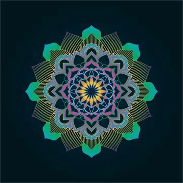 Mandala circular pattern with colorful lotus vector illustration 스톡 일러스트