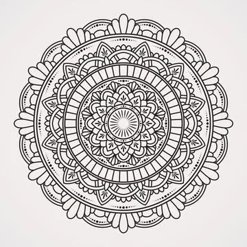 Mandala circular pattern ornament with flower blend. suitable for henna, ta.. Stock Illustration