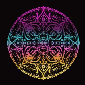 Mandala circular pattern ornamental on black background. Stock Illustration